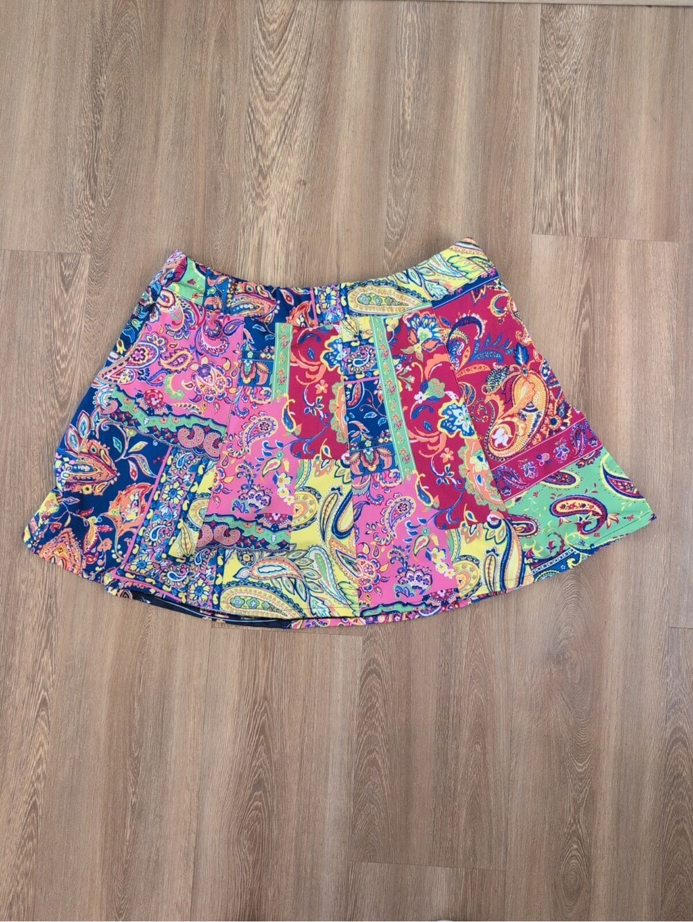 RLX Ralph Lauren Paisley Skirt L Patchwork Stretch Golf Tennis Skort Pickleball
